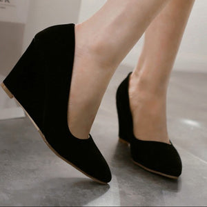 Women's faux suede wedge heels pumps 3 inches work/dress shoes