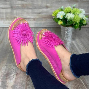 Women's floral tassels platform slide sandals