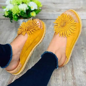 Women's floral tassels platform slide sandals