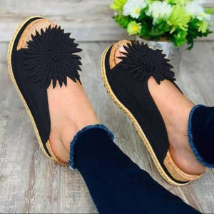 Women's floral tassels platform slide sandals