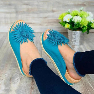 Women's floral tassels platform slide sandals