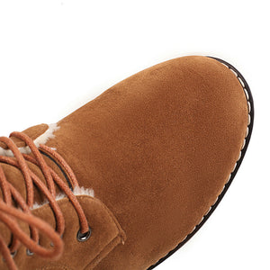 brown Women's fur lined lace-up snow boots