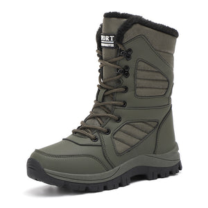 Women's fur lining thick platform lace-up mid calf snow boots