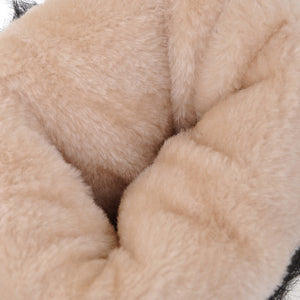 black Women's fuzzy trim knee high thicken fur lining snow boots anti-slip