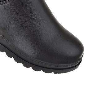 black Women's fuzzy trim knee high thicken fur lining snow boots anti-slip