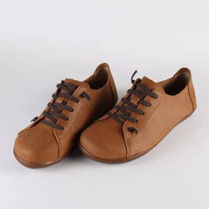 Women's handmade genuine leather lace-up loafers comfortable walking for everyday