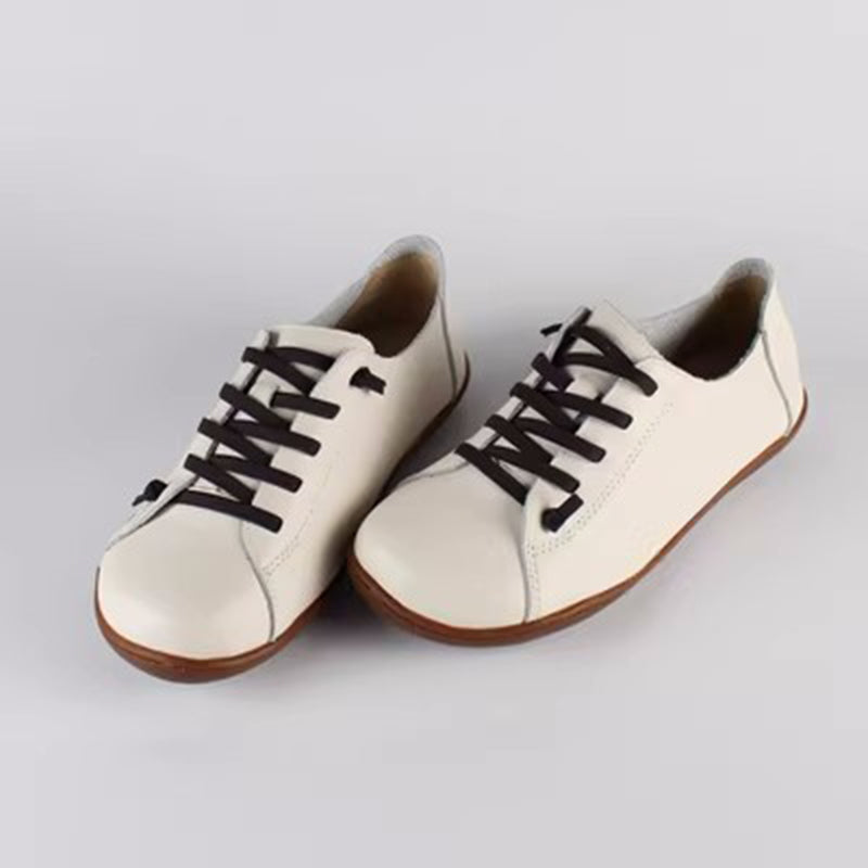 Women's handmade genuine leather lace-up loafers comfortable walking for everyday