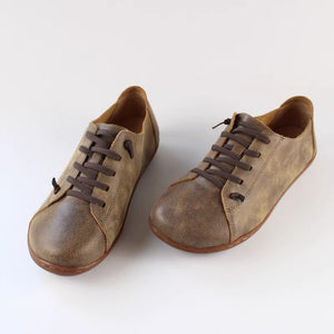 Women's handmade genuine leather lace-up loafers comfortable walking for everyday