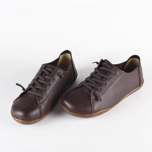 Women's handmade genuine leather lace-up loafers comfortable walking for everyday