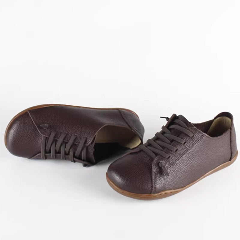 coffee Women's handmade genuine leather lace-up loafers comfortable walking for everyday