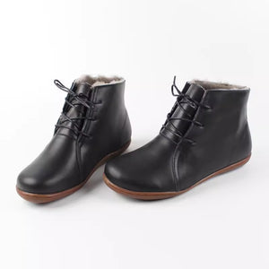 Women's handmade vintage leather barefoot booties anti-skid snow boots