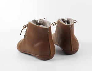 Women's handmade vintage leather barefoot booties anti-skid snow boots