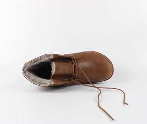 Women's handmade vintage leather barefoot booties anti-skid snow boots