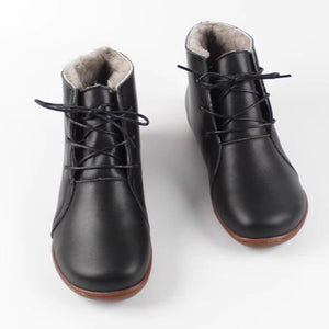 Women's handmade vintage leather barefoot booties anti-skid snow boots