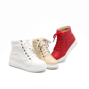 Women's high-cut lace-up platform ankle boots