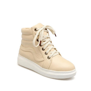 Women's high-cut lace-up platform ankle boots