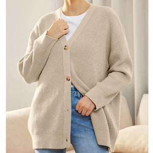 Women's knited v neck button down cardigan daily fall outfits