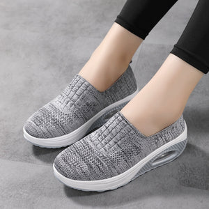 gray Women's knitted slip on sock sneakers