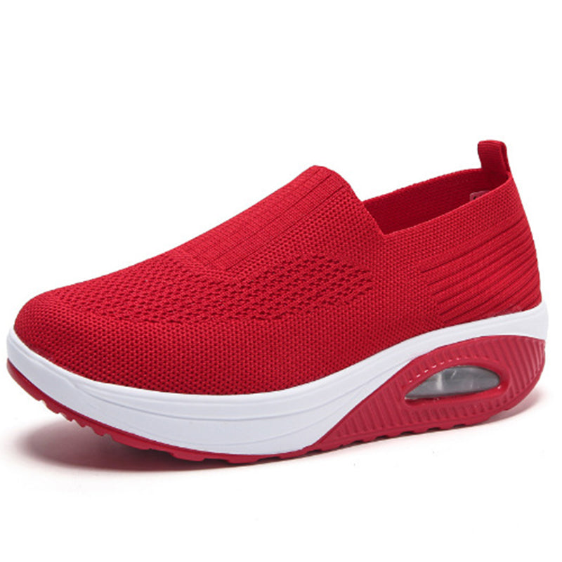 red Women's knitted slip on sock sneakers