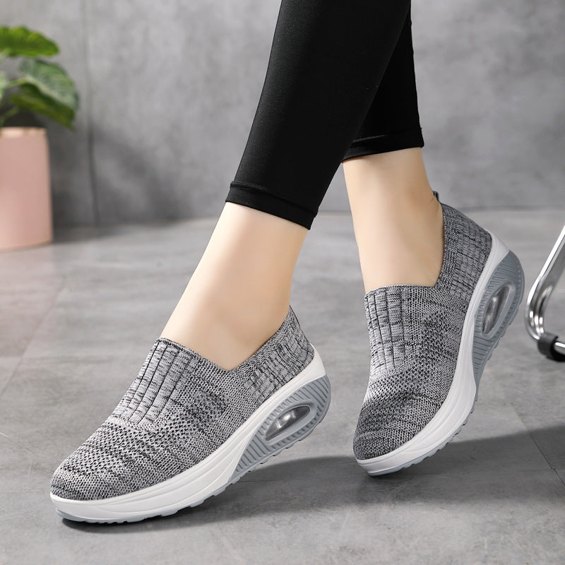 gray Women's knitted slip on sock sneakers