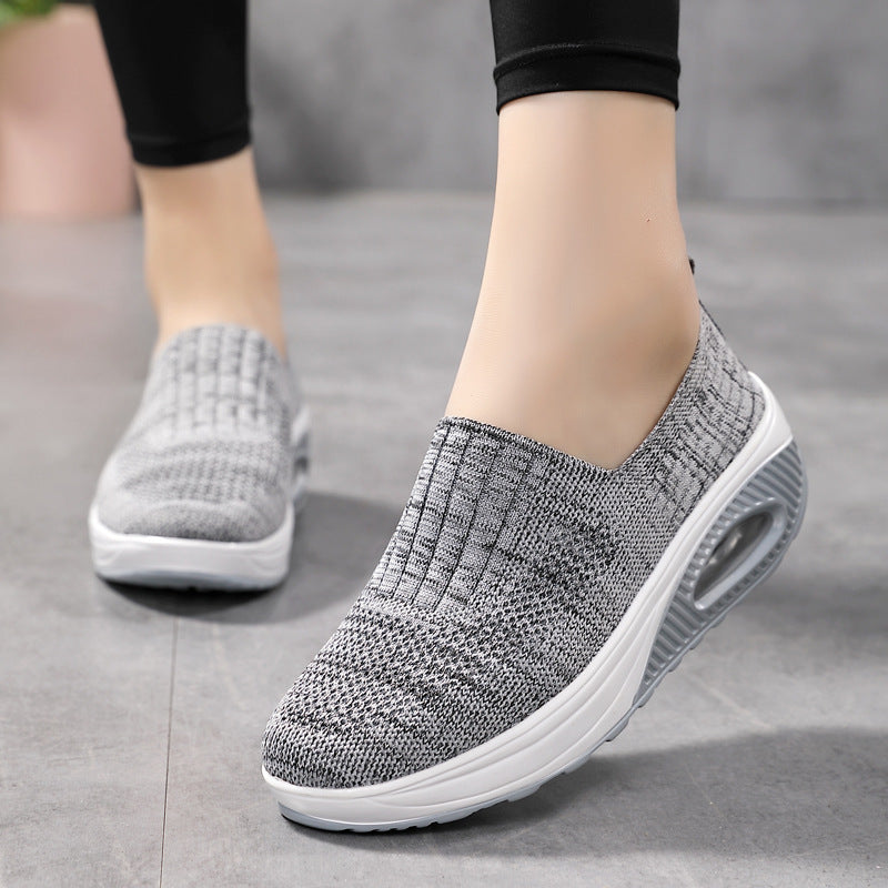 gray Women's knitted slip on sock sneakers