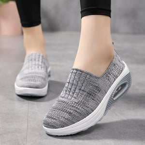 gray Women's knitted slip on sock sneakers