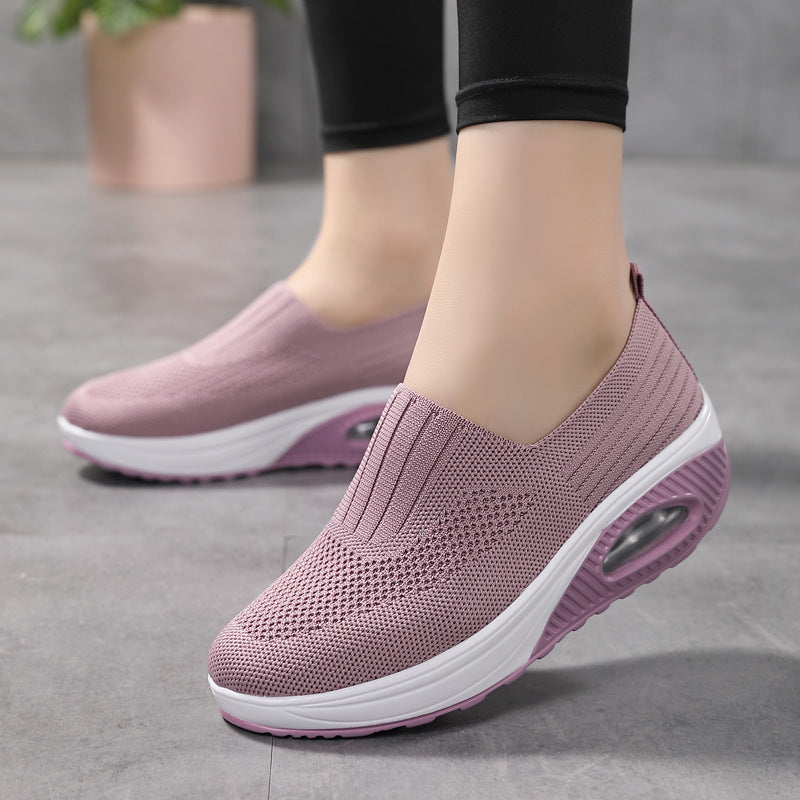 pink Women's knitted slip on sock sneakers