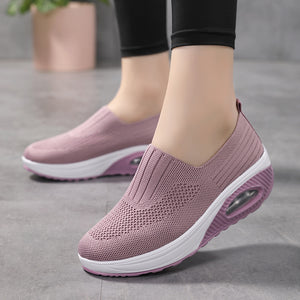 pink Women's knitted slip on sock sneakers