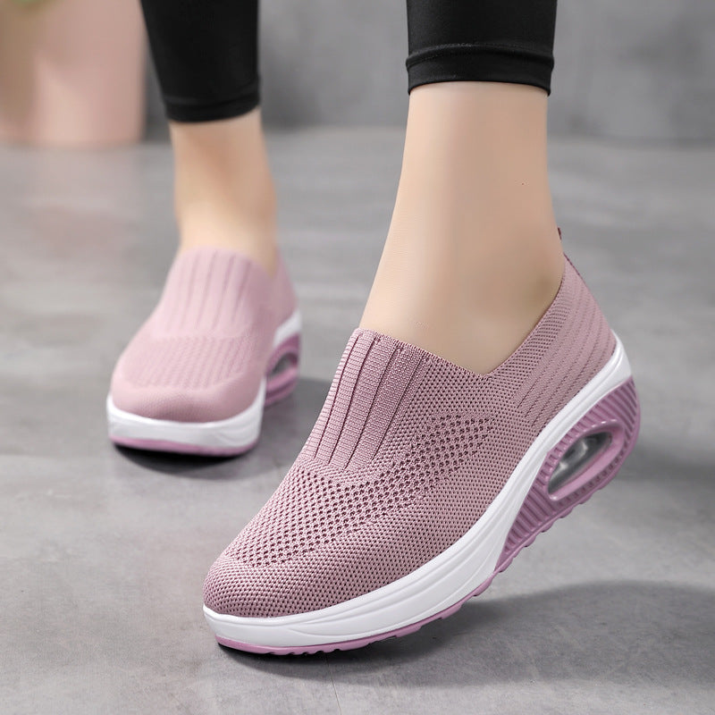 pink Women's knitted slip on sock sneakers