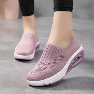pink Women's knitted slip on sock sneakers