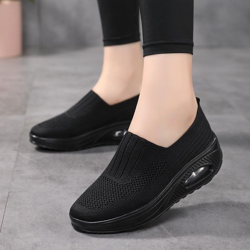 black Women's knitted slip on sock sneakers