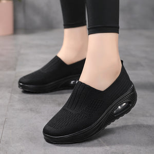 black Women's knitted slip on sock sneakers