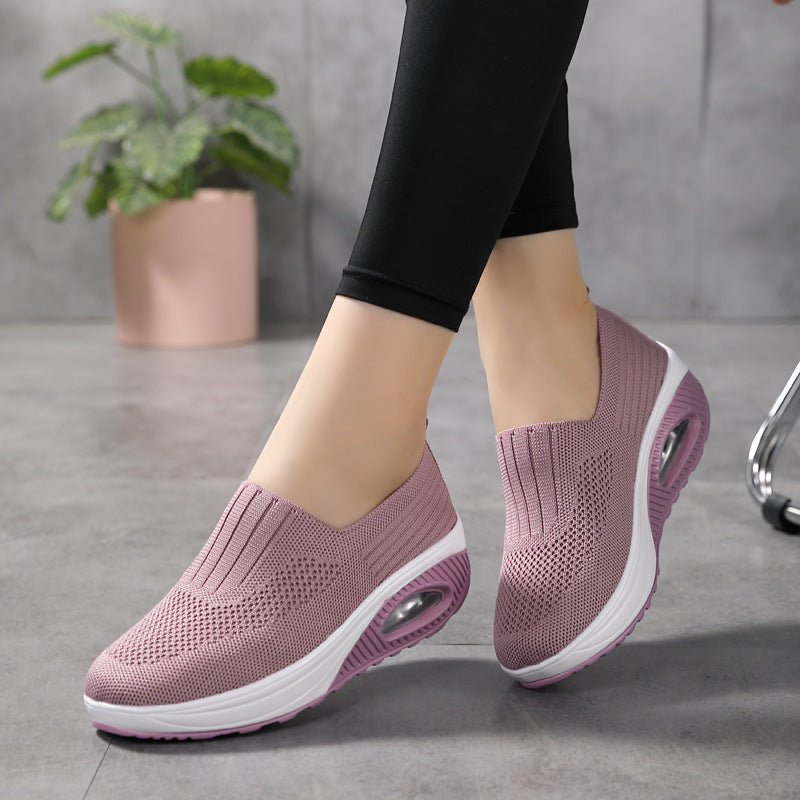 pink Women's knitted slip on sock sneakers