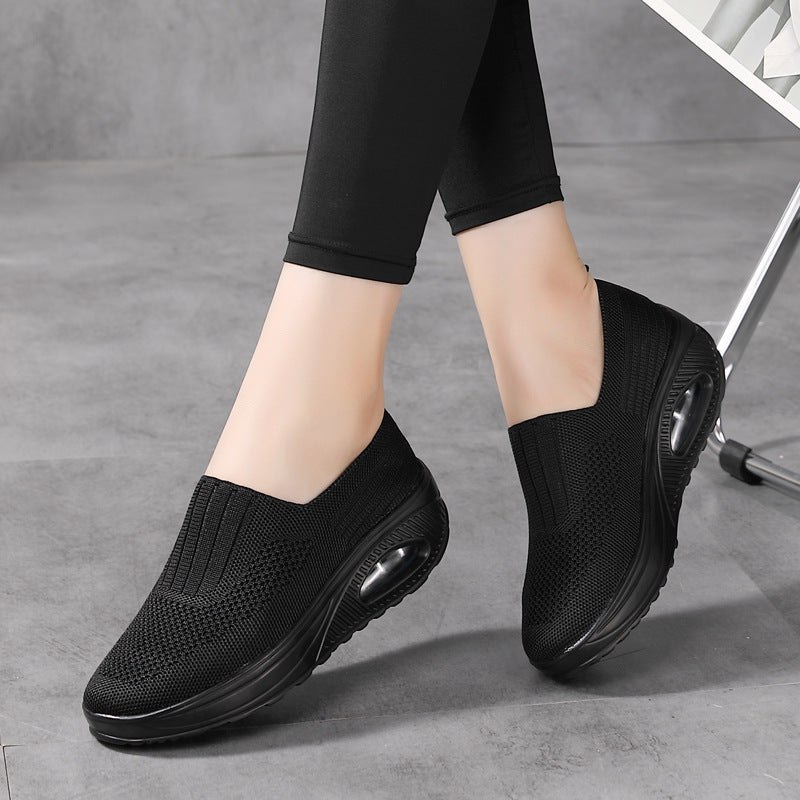 black Women's knitted slip on sock sneakers