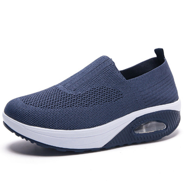 blue Women's knitted slip on sock sneakers