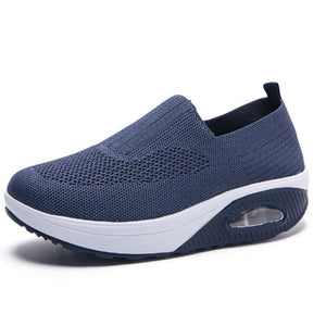 blue Women's knitted slip on sock sneakers