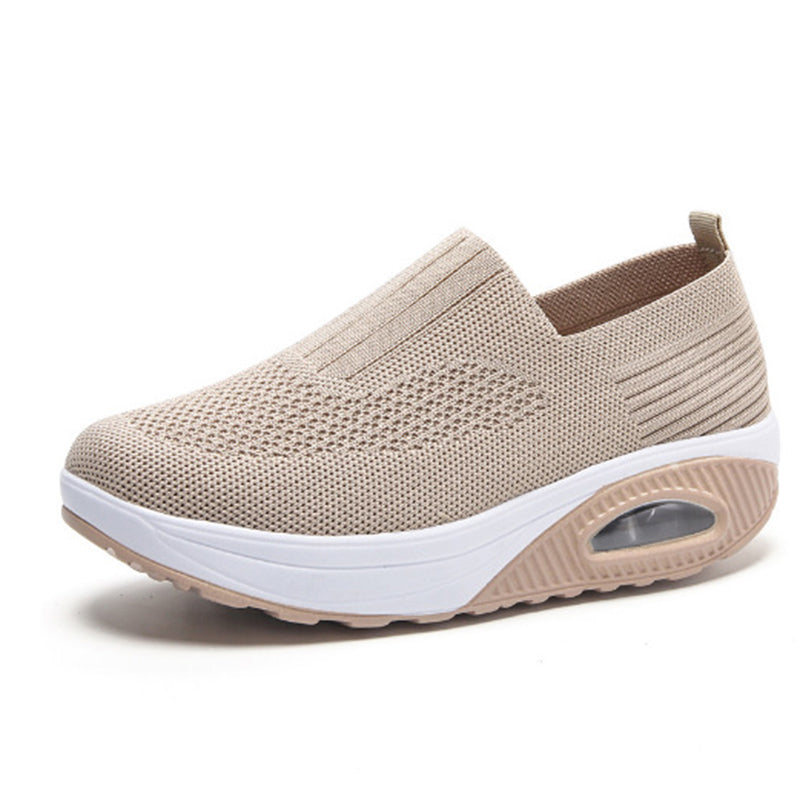 beige Women's knitted slip on sock sneakers