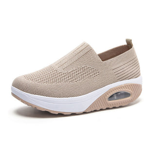 beige Women's knitted slip on sock sneakers