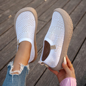 Women's knitted wide toe slip-on loafers shoes