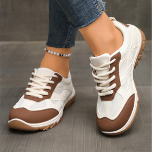Women's lace-up breathable mesh sneakers - anti-slip walking shoes for daily casual