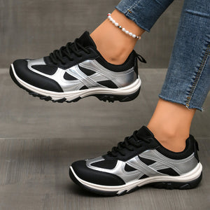 Women's lace-up breathable mesh sneakers - anti-slip walking shoes for daily casual