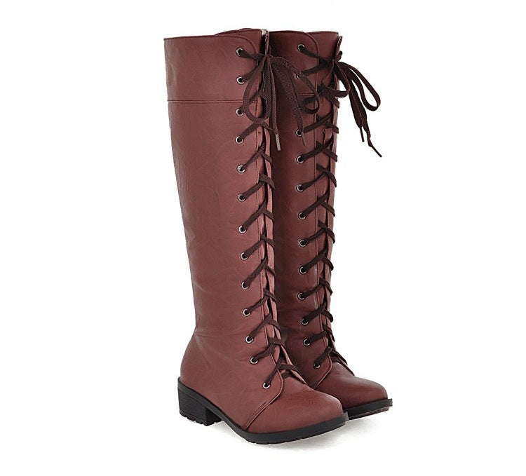 Women's lace-up knee high boots