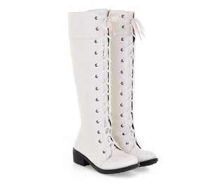 Women's lace-up knee high boots