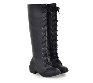 Women's lace-up knee high boots