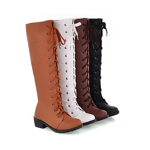 Women's lace-up knee high boots