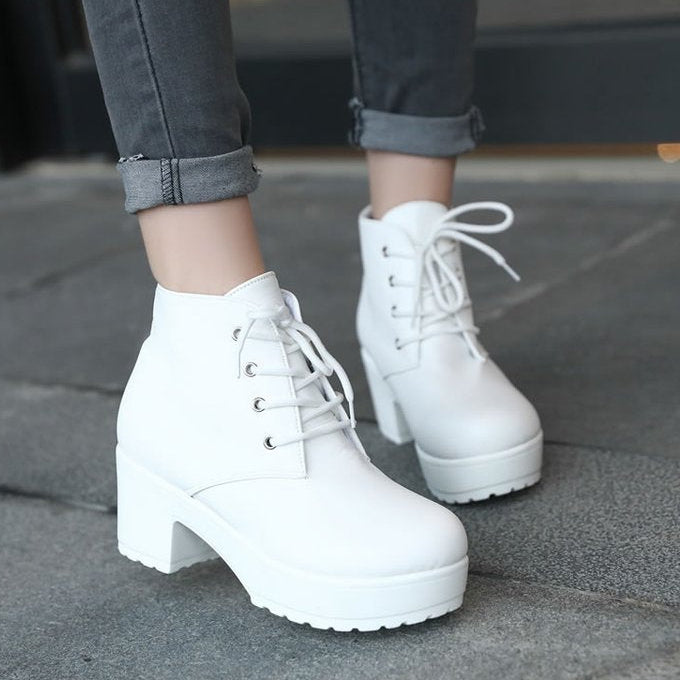 Women's lace-up platform combat boots