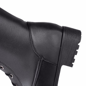 black Women's lace up knee high combat boots