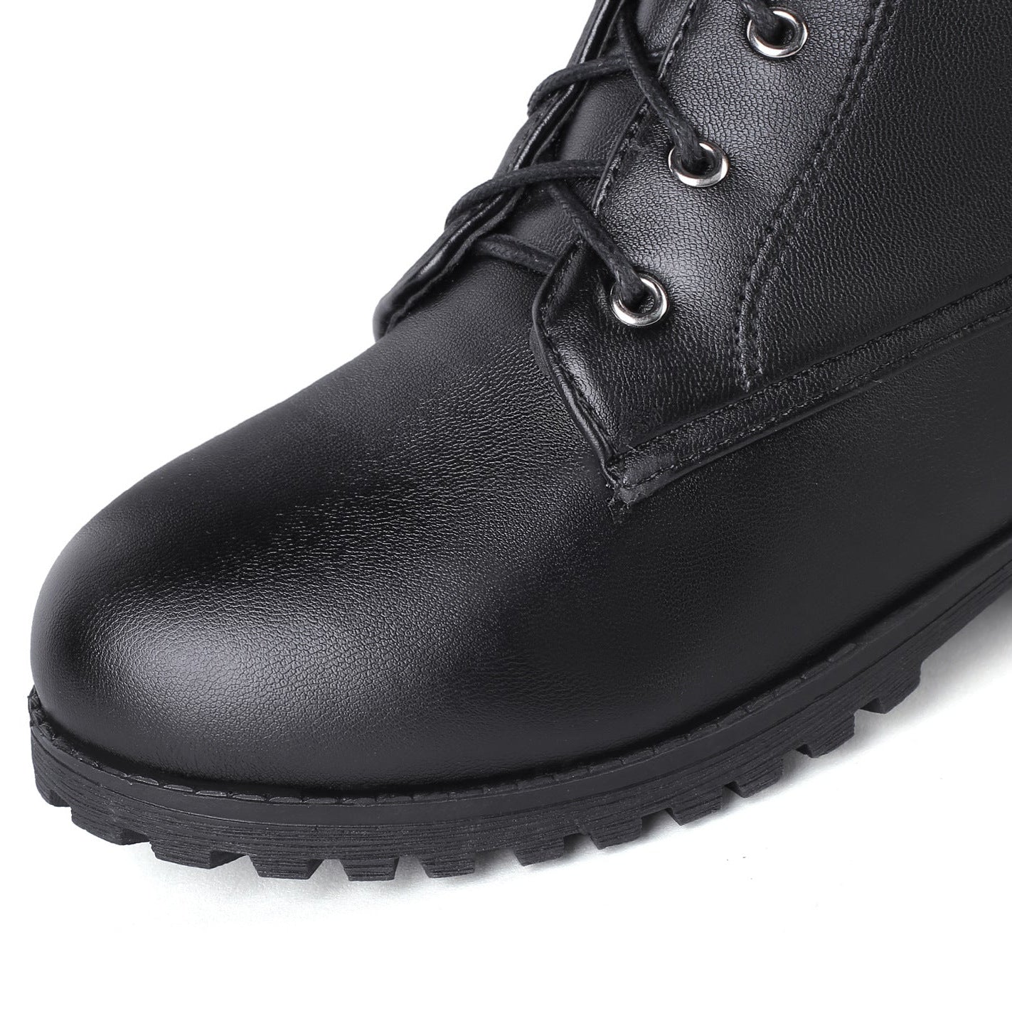 black Women's lace up knee high combat boots