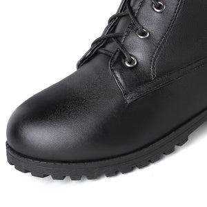 black Women's lace up knee high combat boots