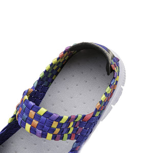 Women's lightweight comfortable walking braided elastic mary jane shoes